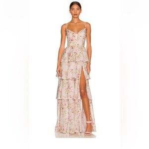 V. Chapman Floral High Low Dress - Pink and Cream